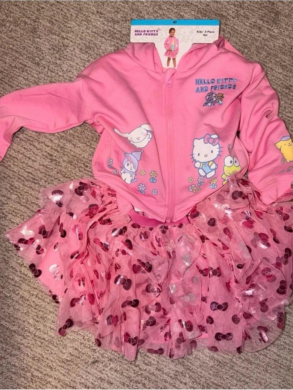 4T Hello Kitty 3 pc skirt hoodie jacket shirt outfit set clothes or Costume